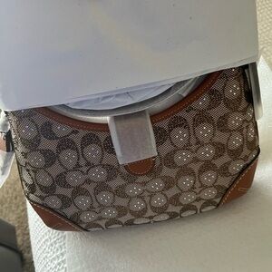 Coach crystal Tan & Brown Signature Canvas Shoulder Bag soho